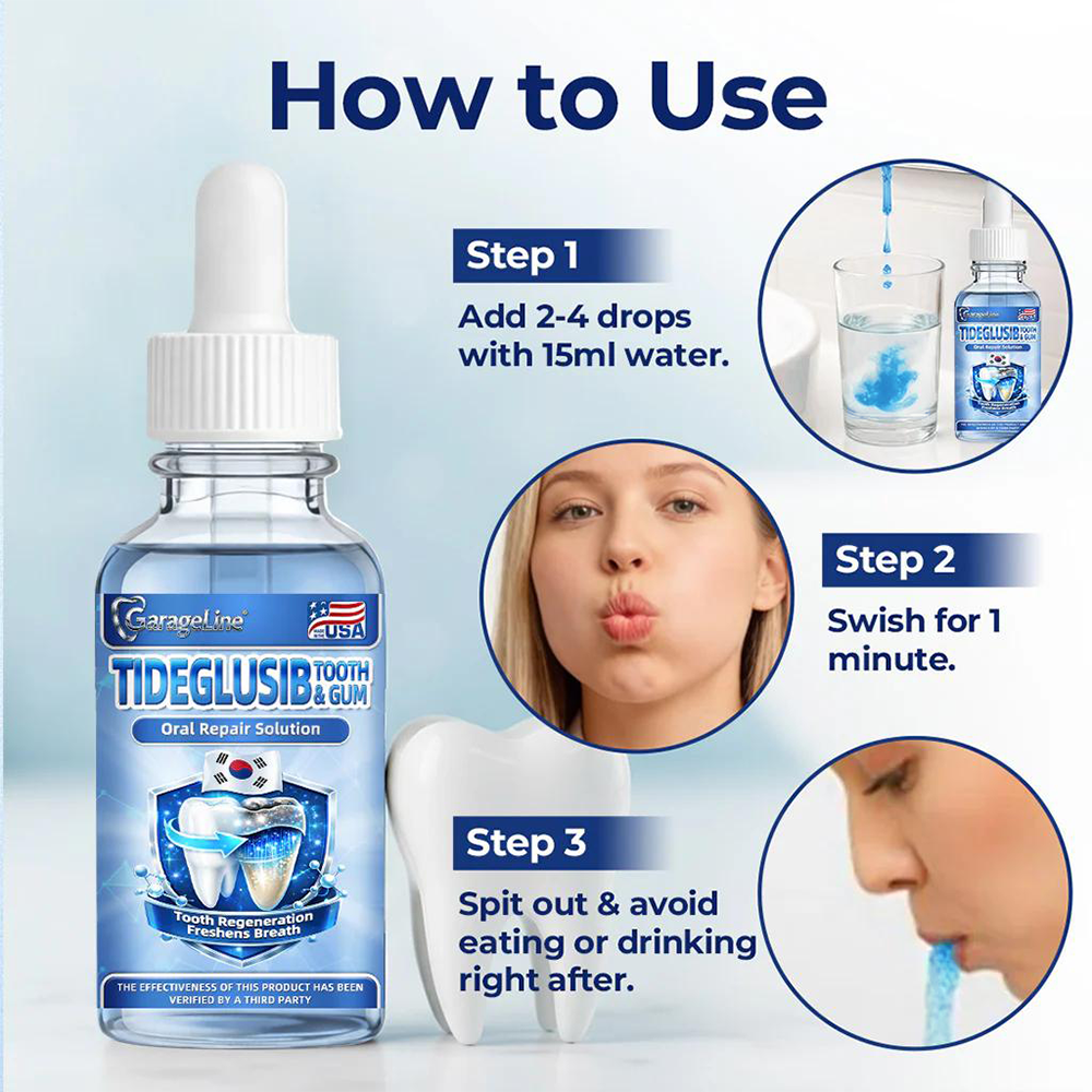 GarageLine® Tideglusib Tooth and Gum Repair Solution🔥🔥( Rebuild Enamel & Dentin Strengthen Gums. Eradicate Tartar & Odor Stop Tooth Sensitivity)