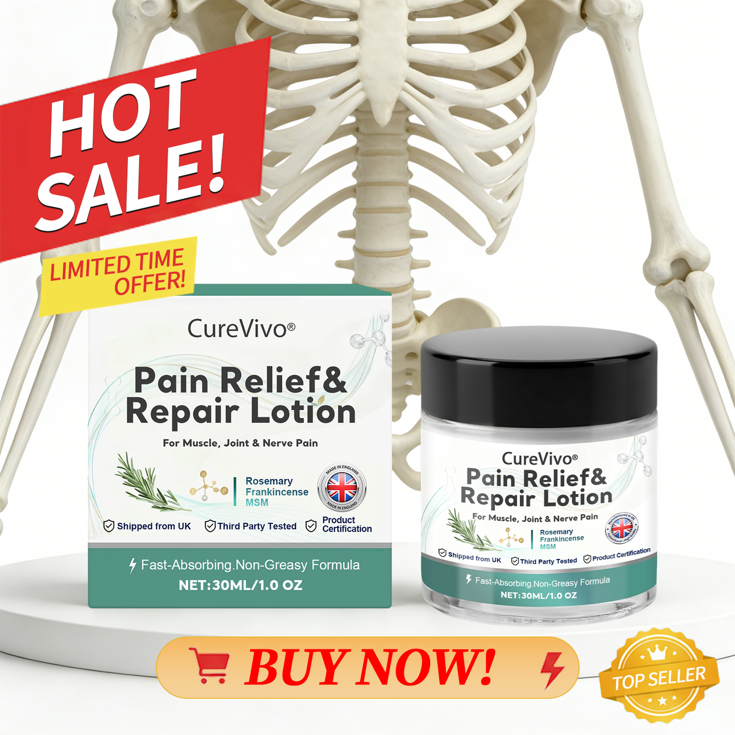 CureVivo® Pain Relief& Repair Lotion 👑 For Muscle, Joint & Nerve Pain 🇬🇧