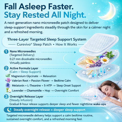 Curevivo® |🐑 Next-Gen Microneedle Sleep Patches for Deep Rest（🌼🌿Natural sleep aid with 6 mg magnesium glycinate, valerian, and L-theanine | 😴Suitable for men and women, non-addictive, supports deep sleep）